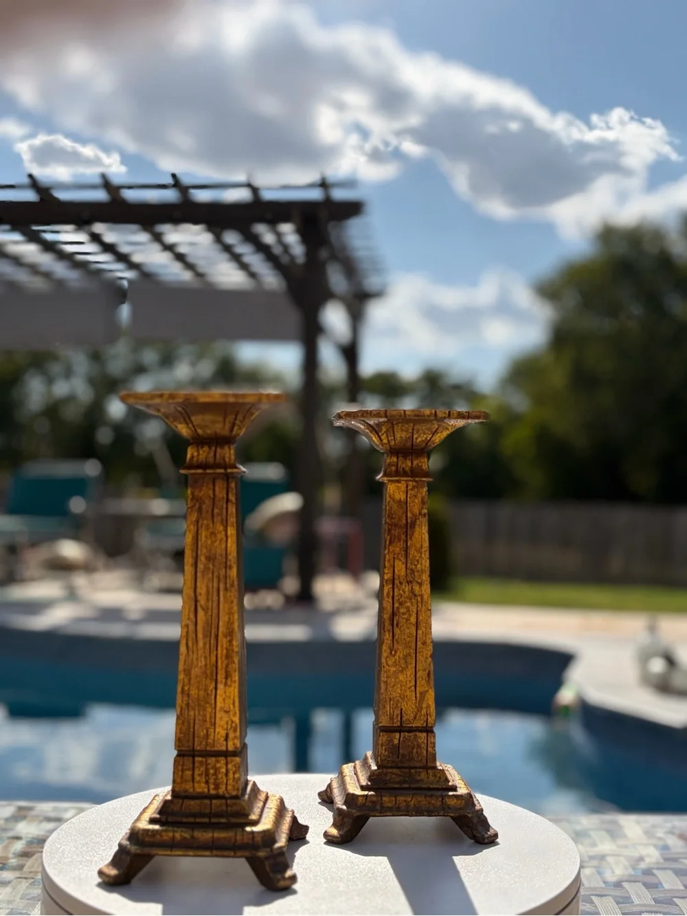 Gold Decorative Column Candle Holders - Home Accents